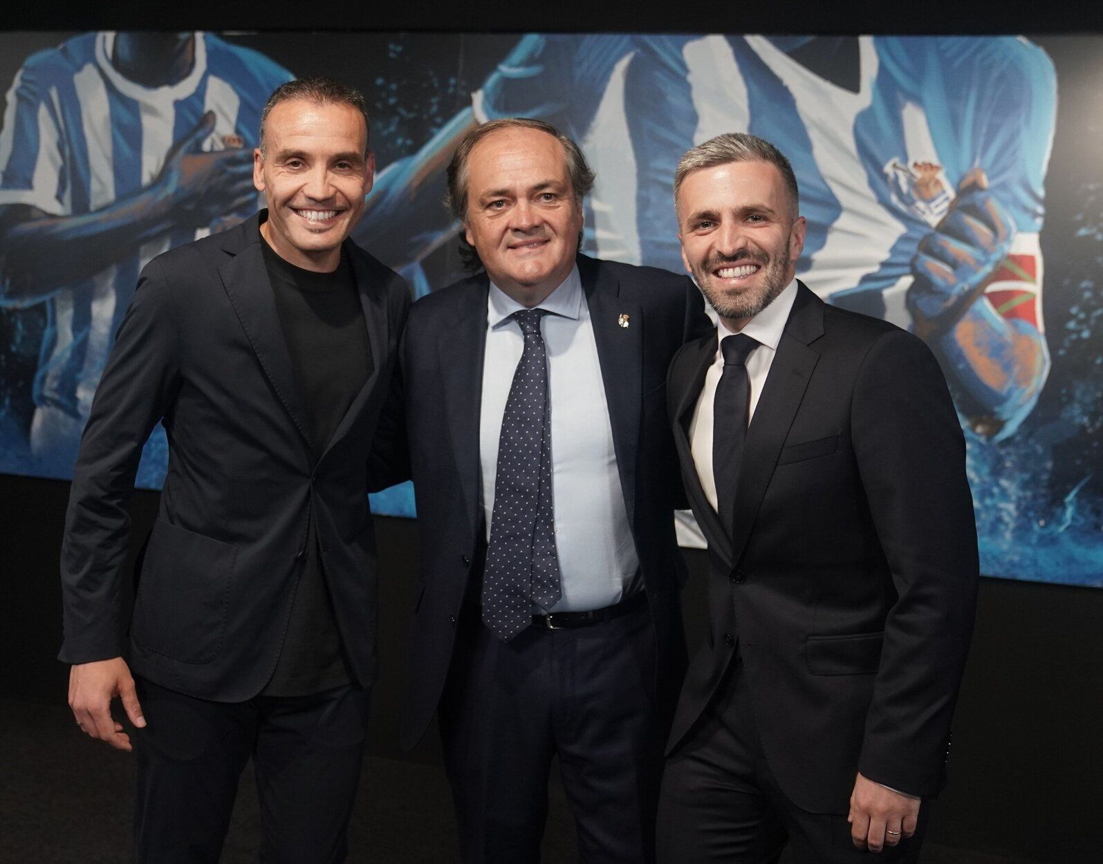 Sergio Francisco, Jokin Aperribay y Erik Bretos, en la presentación del nuevo entrenador y del director deportivo.