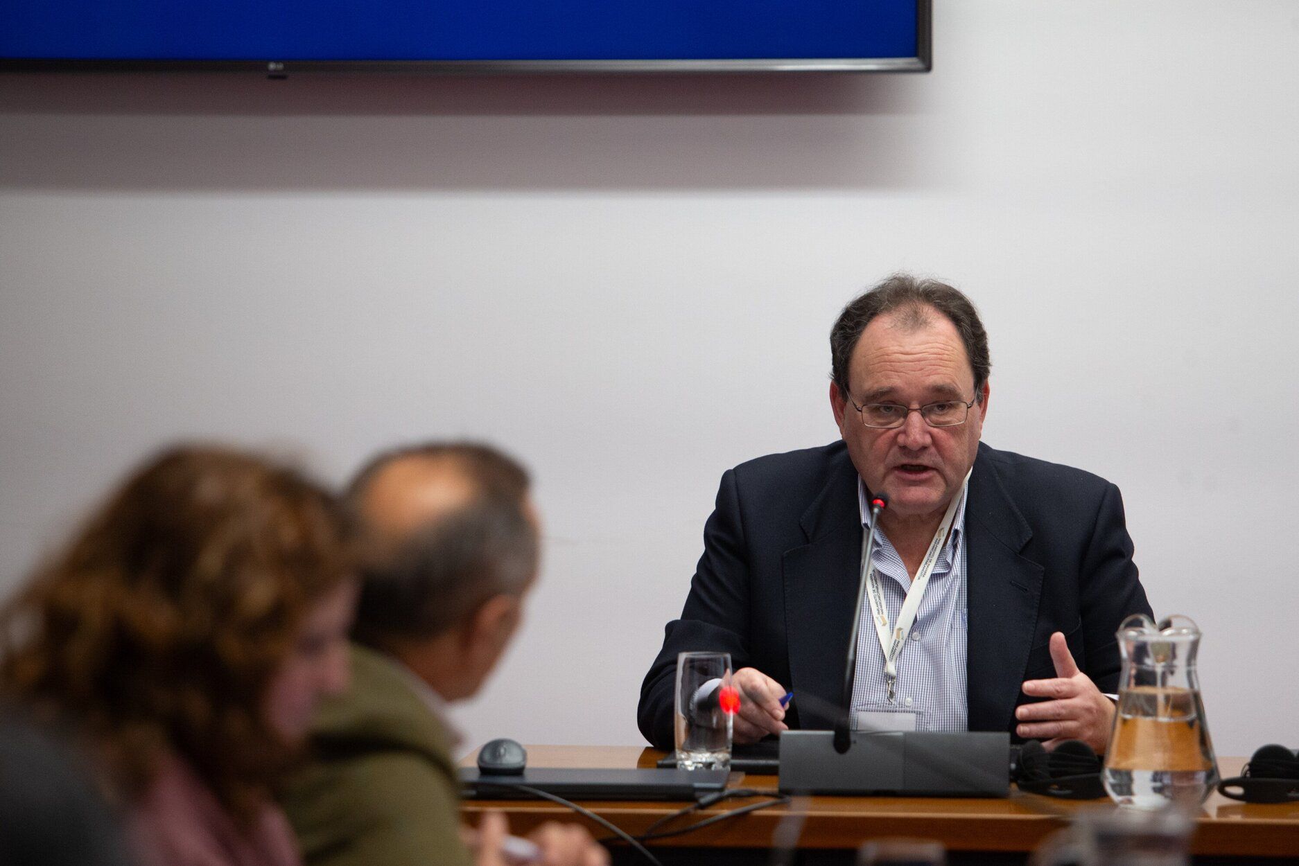 Benjamín Lasheras, hasta ahora director facultativo de las obras de duplicación de los túneles de Belate, durante su comparecencia en el departamento.