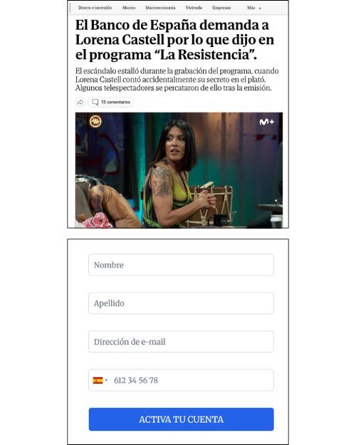 Web fraudulenta a la que redirige uno de los botones.