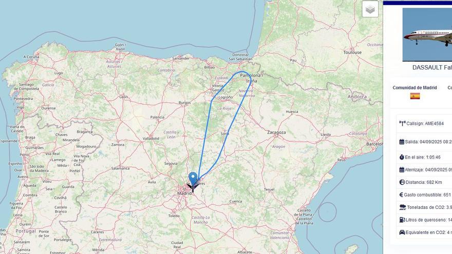 El Falcon en el que volaba Pedro Sánchez a París tiene que dar la vuelta en Navarra por una avería