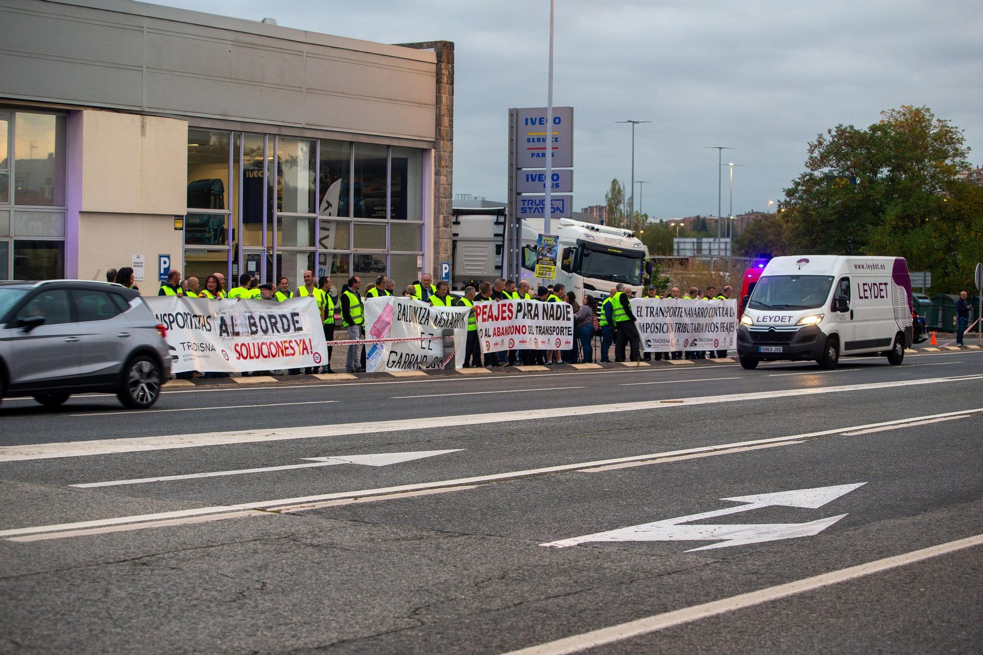 Protesta de los transportistas navarros en Cordovilla