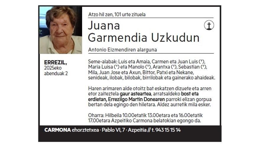 JUANA GARMENDIA UZKUDUN