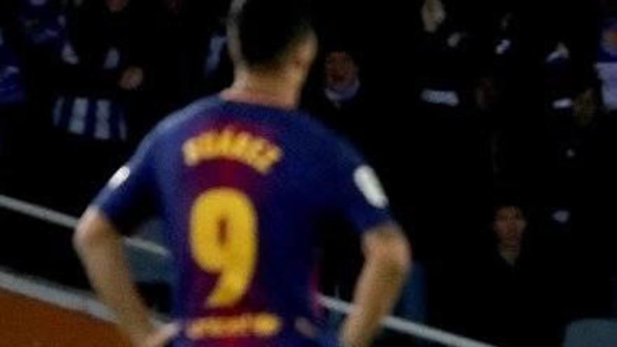 Juanmi celebra el segundo gol marcado hoy en Anoeta ante el Barcelona.