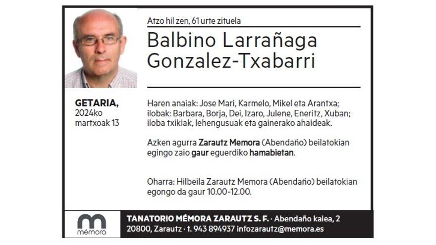 BALBINO LARRAÑAGA GONZALEZ-TXABARRI
