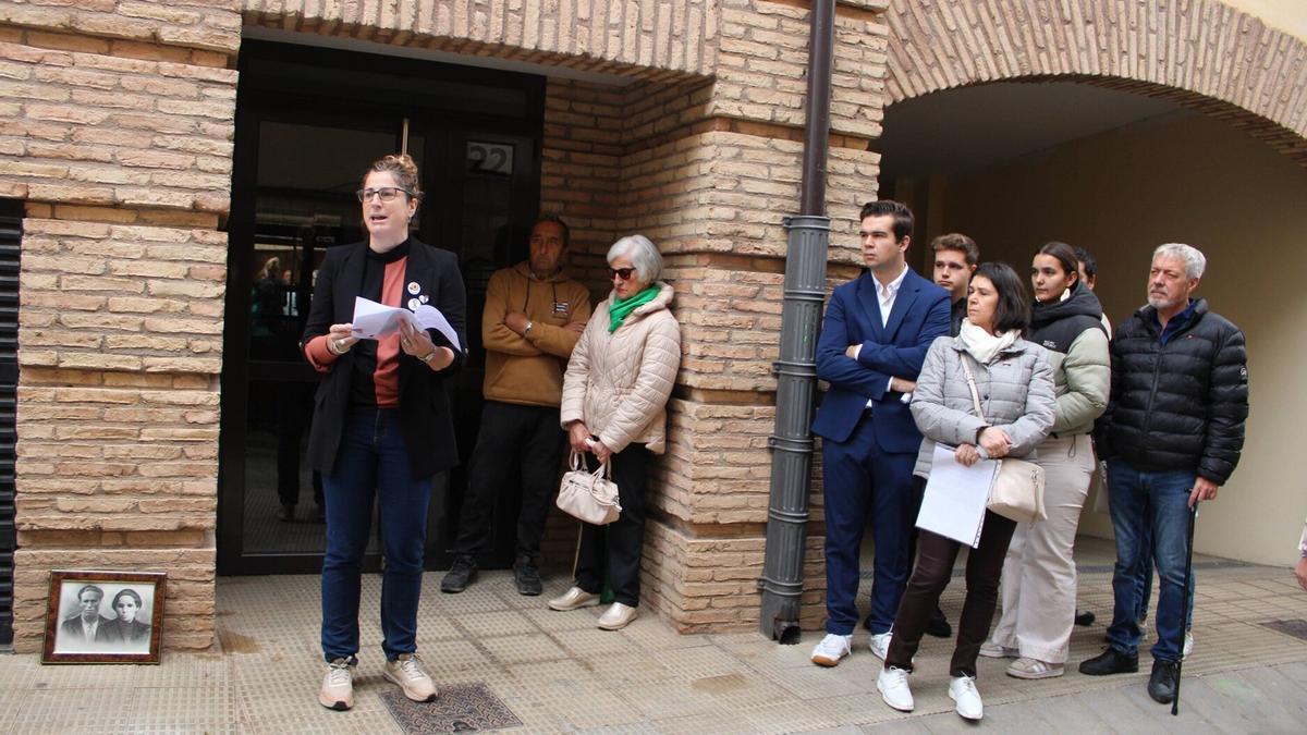Amaia Lerga durante su discurso en Corella.