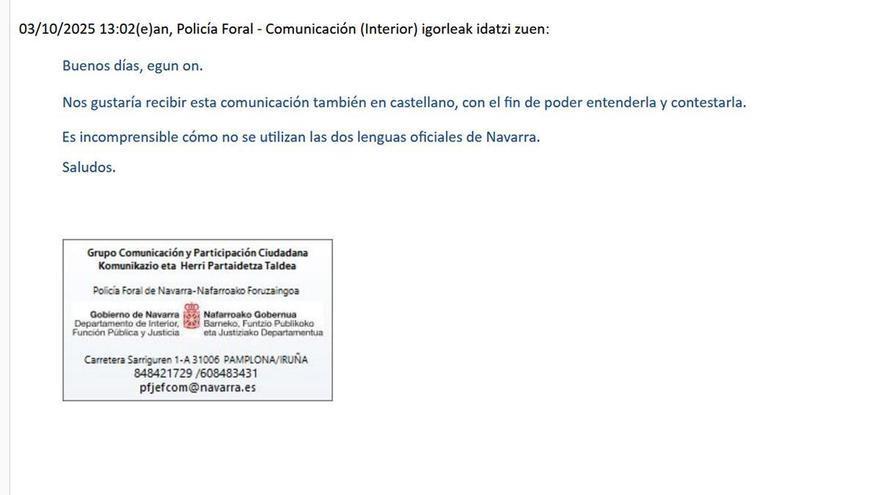 Behatokia critica a la Policía Foral por &quot;trato insultante&quot; al euskera