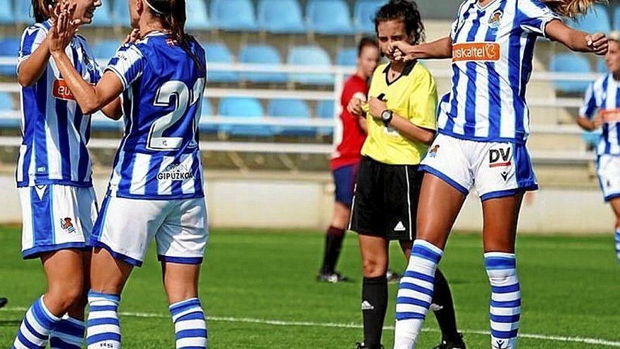 Las realistas celebran un gol en un partido amistoso. Foto: Real Sociedad