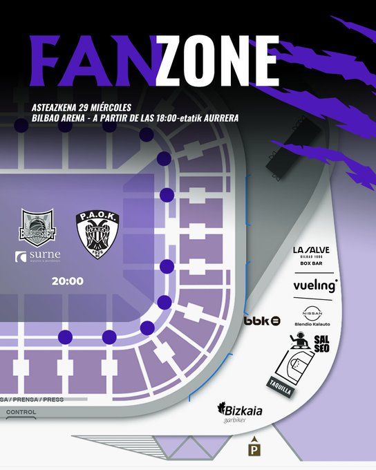 Plano de la Fan Zone en la explanada del Bilbao Arena.