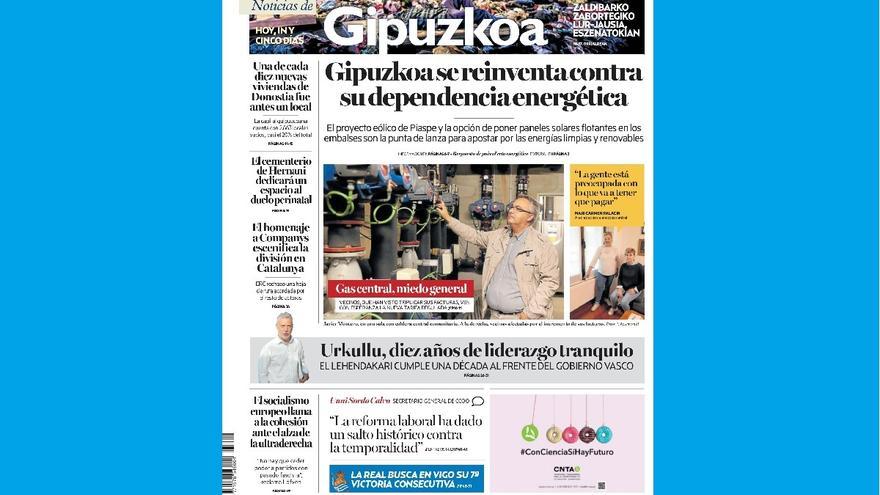 Portada de NOTICIAS DE GIPUZKOA de este domingo, 16 de octubre