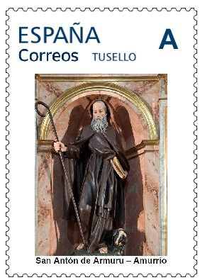 El sello dedicado a la imagen de San Antón de Armuru del retablo de la ermita local