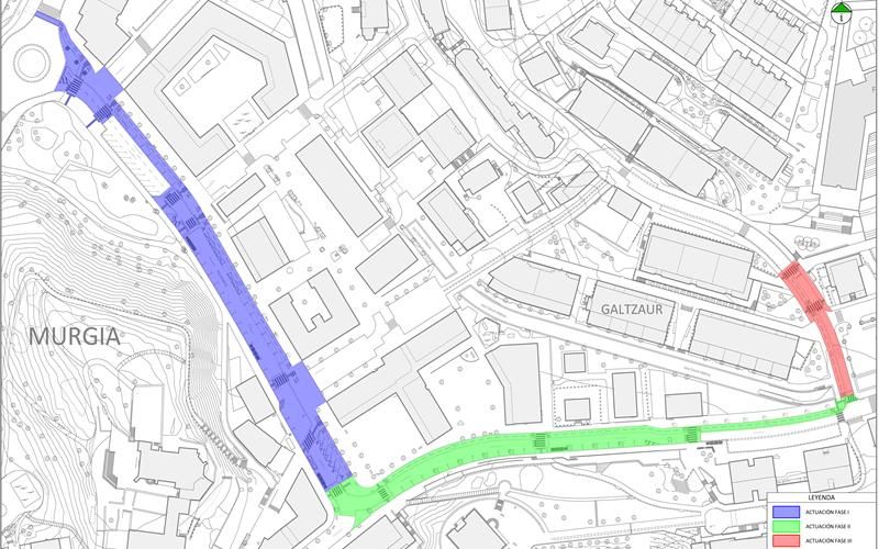 Plano con las diferentes fases del bidegorri.