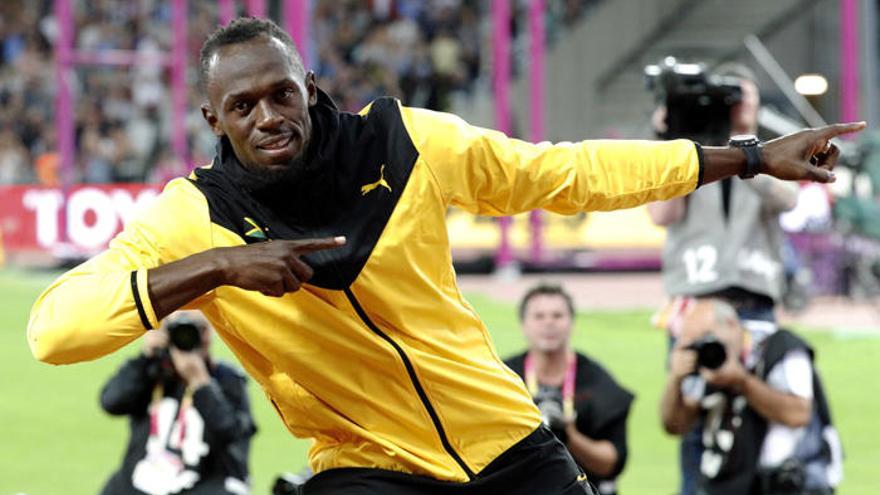 Bolt, durante su despedida en el Mundial de atletismo de Londres.