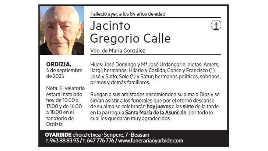 JACINTO GREGORIO CALLE