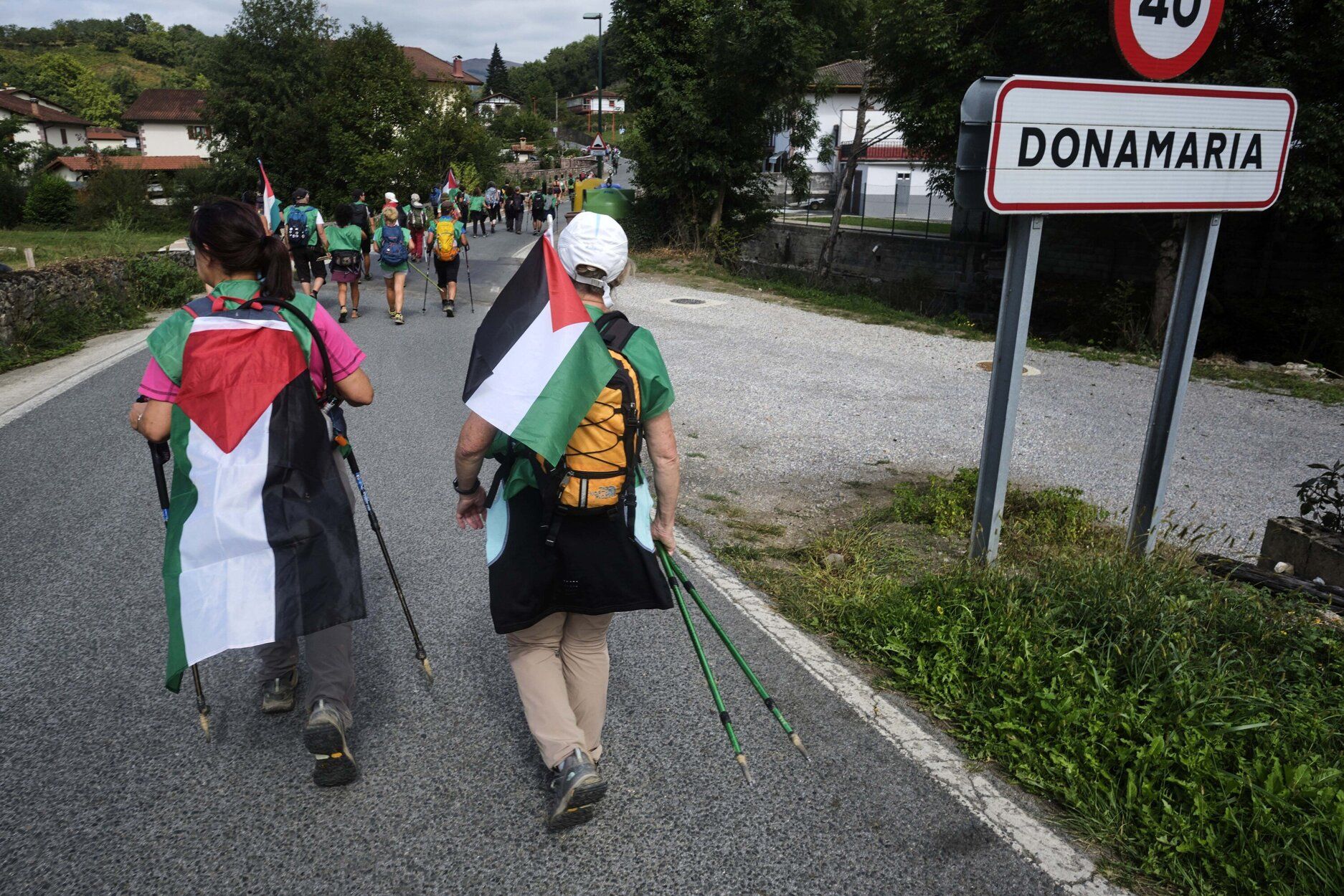 Fotos de la séptima etapa de la marcha propalestina por Navarra, desde Eltzaburu hasta Doneztebe