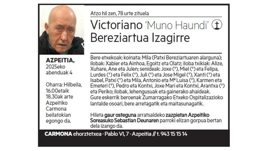 VICTORIANO BEREZIARTUA IZAGIRRE