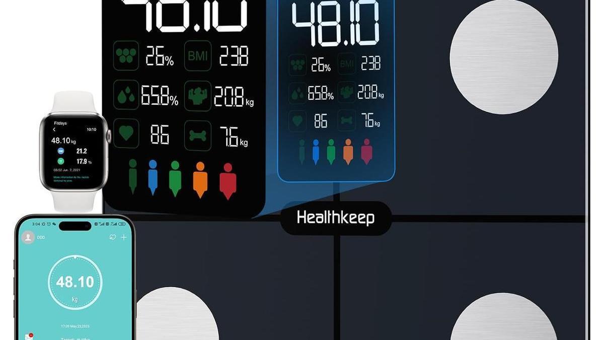 Vista de la báscula inteligente de Healthkeep de Amazon
