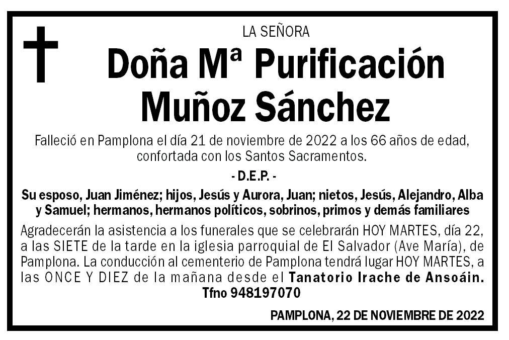 Doña Mª Purificación Muñoz Sánchez