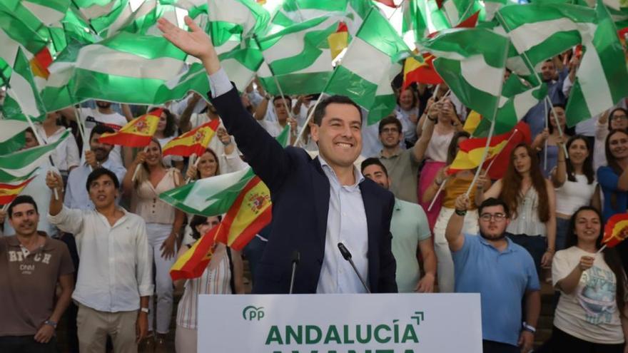 El candidato a la reelección por el PP, Juanma Moreno Bonilla, en el acto de apertura de campaña