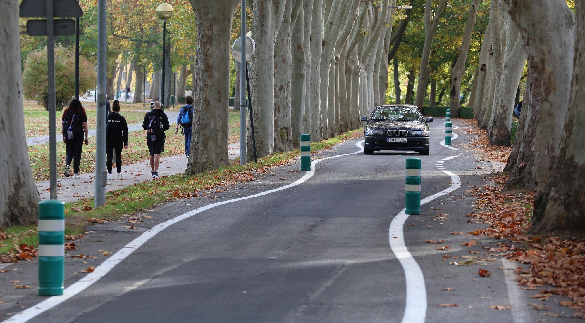 Fotos del nuevo trazado en la carretera de la Universidad de Navarra