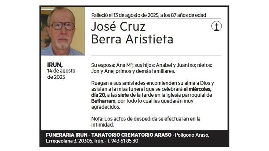 JOSE CRUZ BERRA ARISTIETA