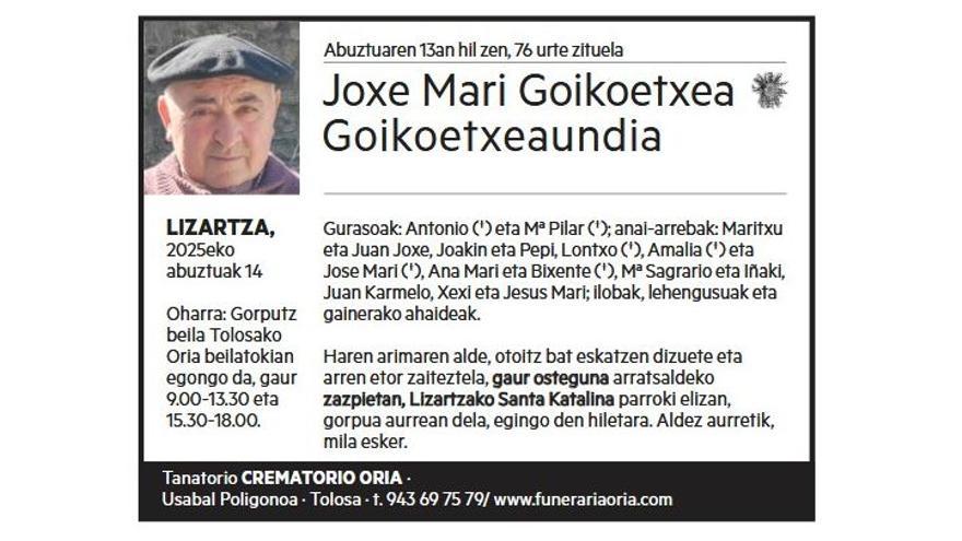 JOXE MARI GOIKOETXEA GOIKOETXEAUNDIA