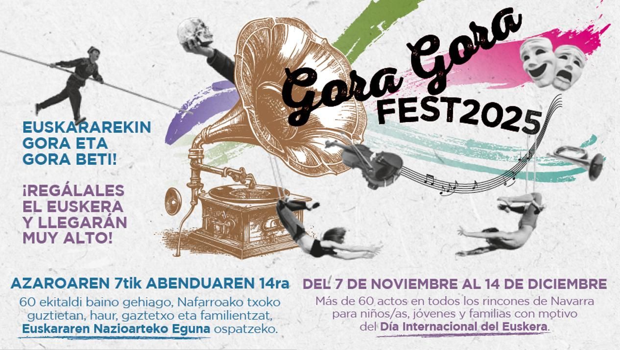 Cartel de la 5ª edición del ciclo cultural en euskera Gora-Gora Fest! 2025.
