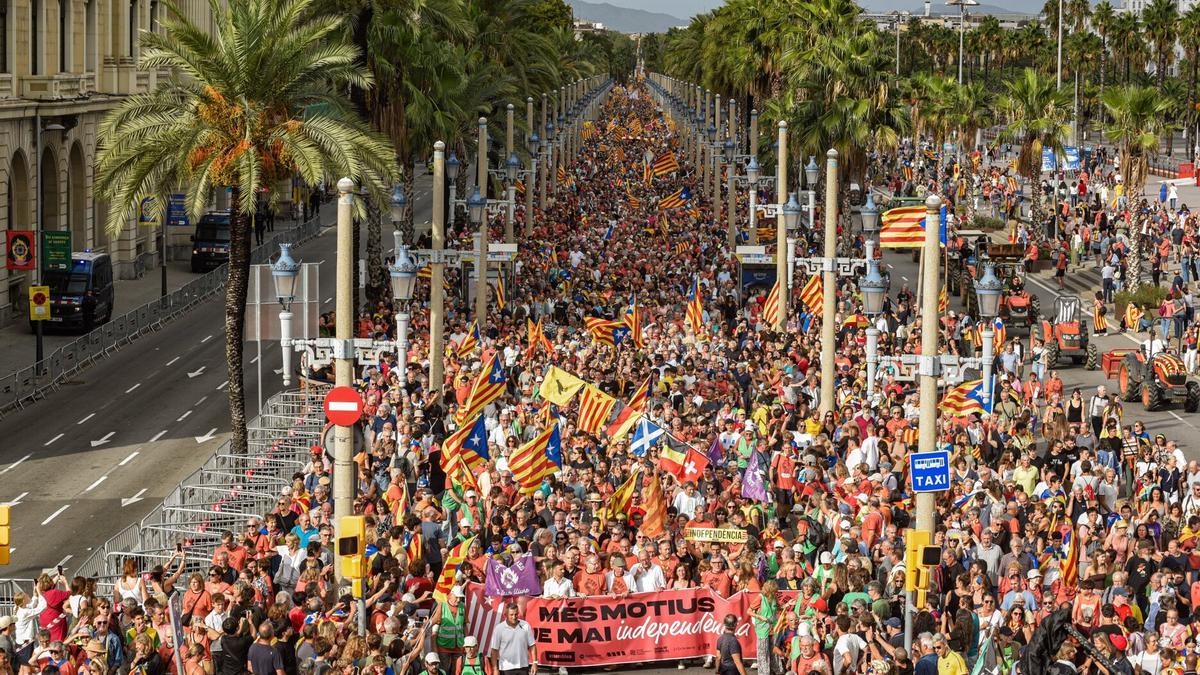 Multitudinaria manifestación en la Diada de este año.