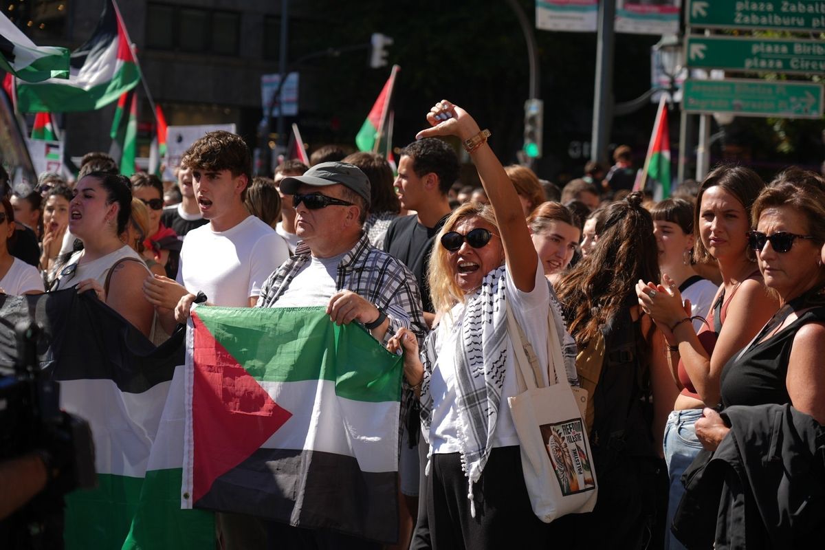 Manifestación en Bilbao en apoyo al pueblo palestino y a la flotilla