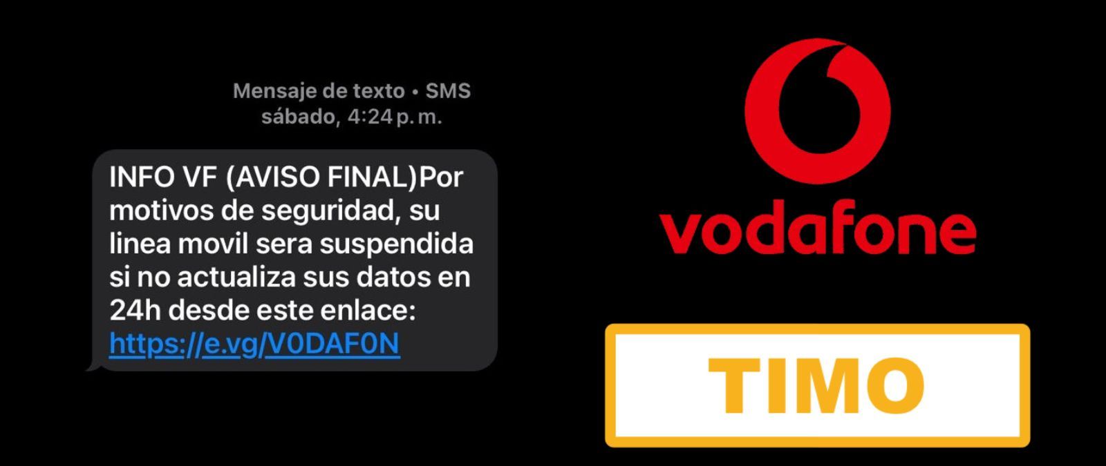 Captura de pantalla del mensaje de texto fraudulento.