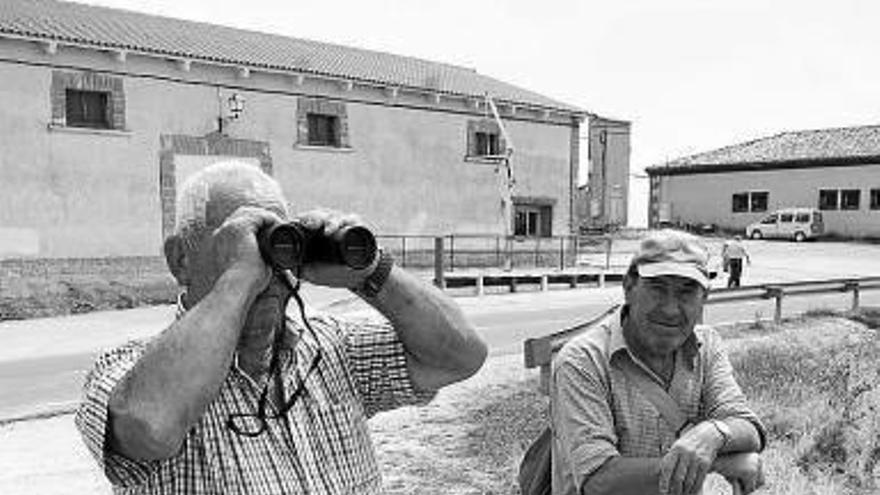 José Jiménez y Ramón Aldunate observan el paisaje quemado.