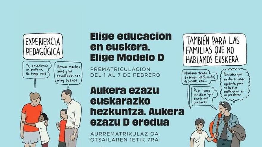 Imagen de la campaña del Gobierno que anima a escolarizar en el Modelo D.