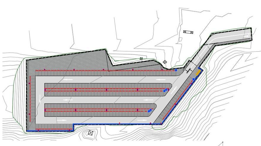 Plano del futuro parking provisional de Hospitales