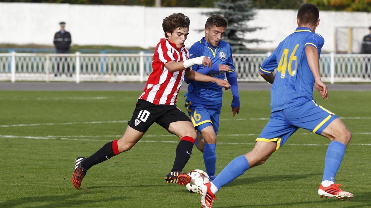 Iñigo Córdoba, en un partido de la Youth League contra el BATE Borisov