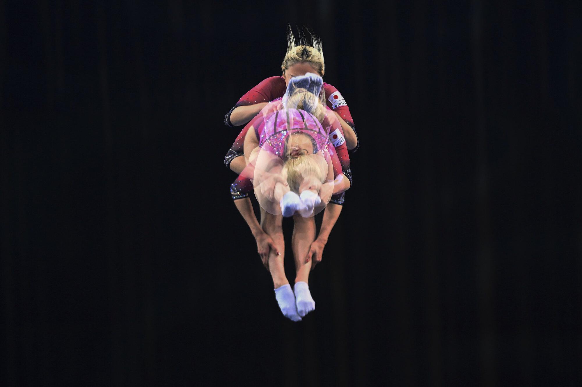 Las fotos más espectaculares del Mundial de gimnasia de trampolín en Pamplona