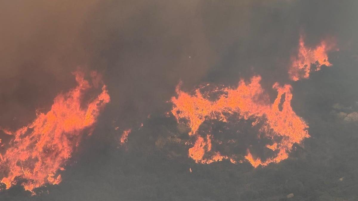 Imagen de las llamas por la montaña.