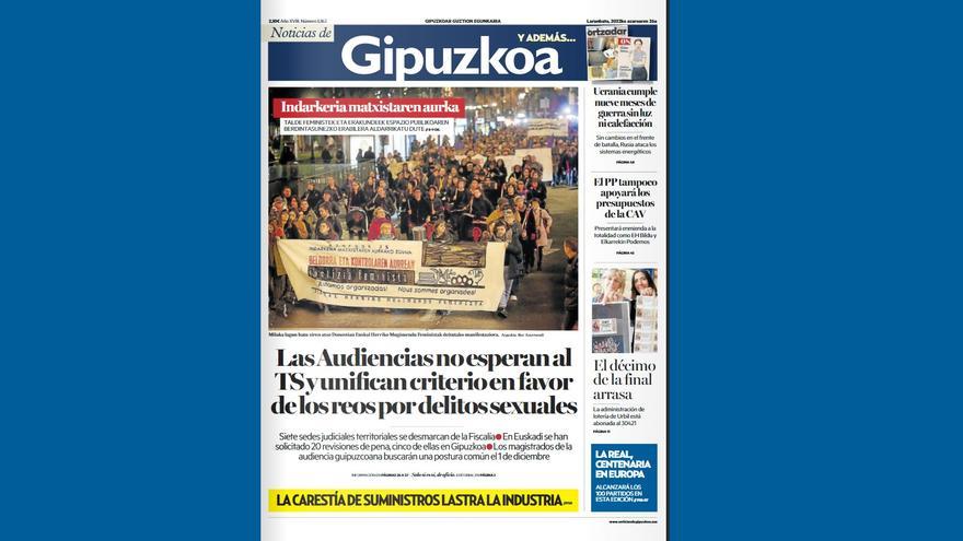 La portada de NOTICIAS DE GIPUZKOA del 26 de noviembre de 2022