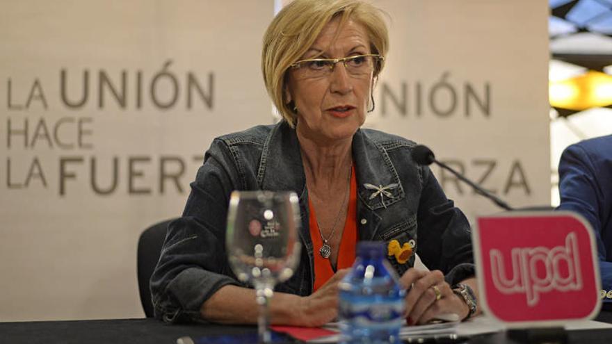 La portavoz de UPyD, Rosa Díez, tras la reunión del Consejo Político del partido.