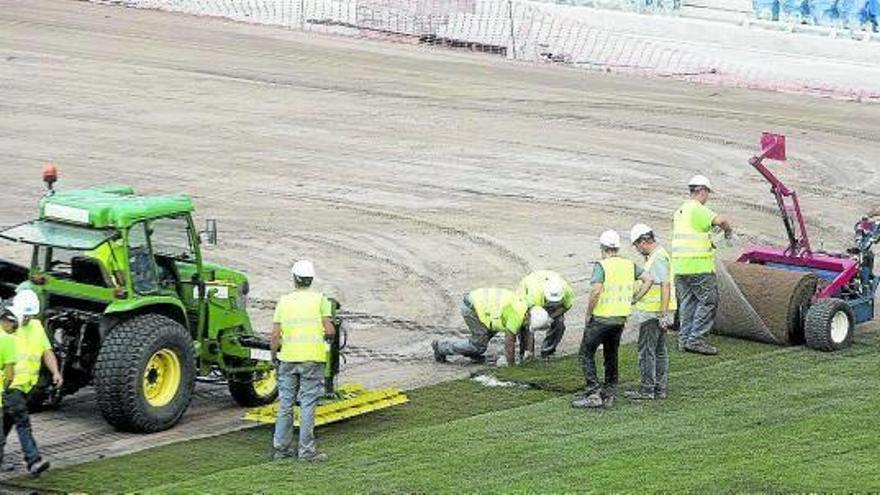 Anoeta ya tiene césped