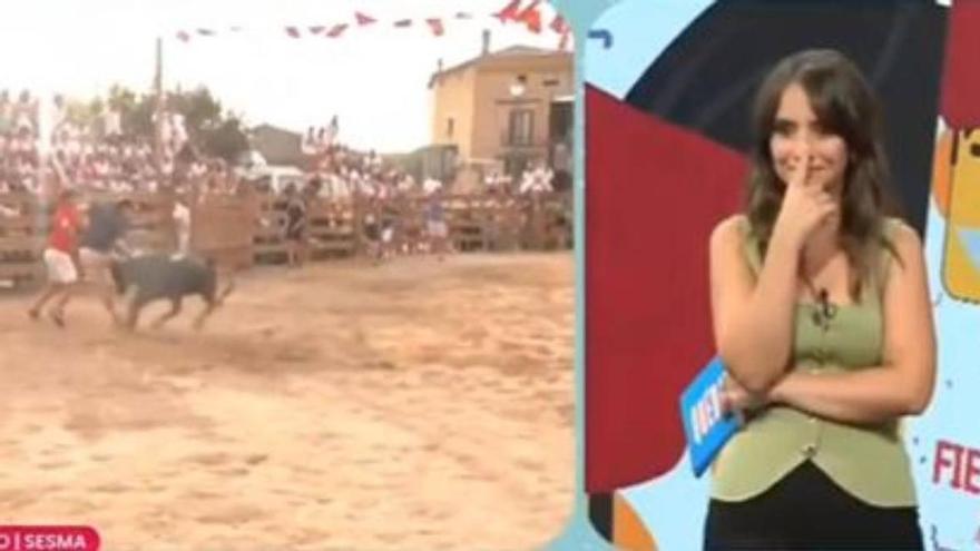 La &quot;broma&quot; de un espontáneo provoca que un reportero de EITB sea embestido por una vaquilla