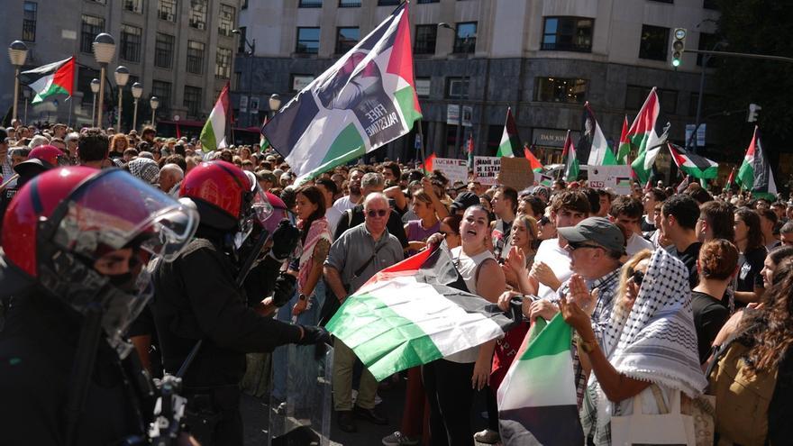 Manifestación en Bilbao en apoyo al pueblo palestino y a la flotilla