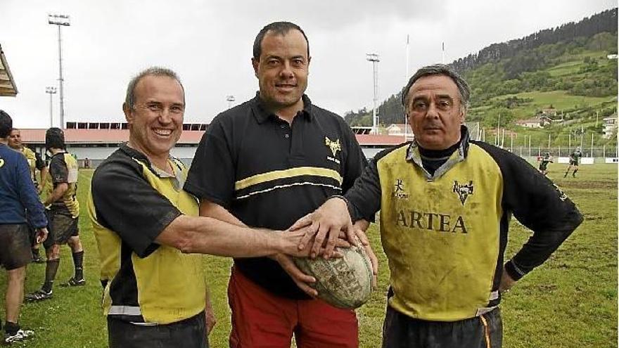 Andoni Saitua, Gaizko Urbizu y Javier Díaz &#039;Javitxin&#039;, tres integrantes de aquel Getxo campeón.