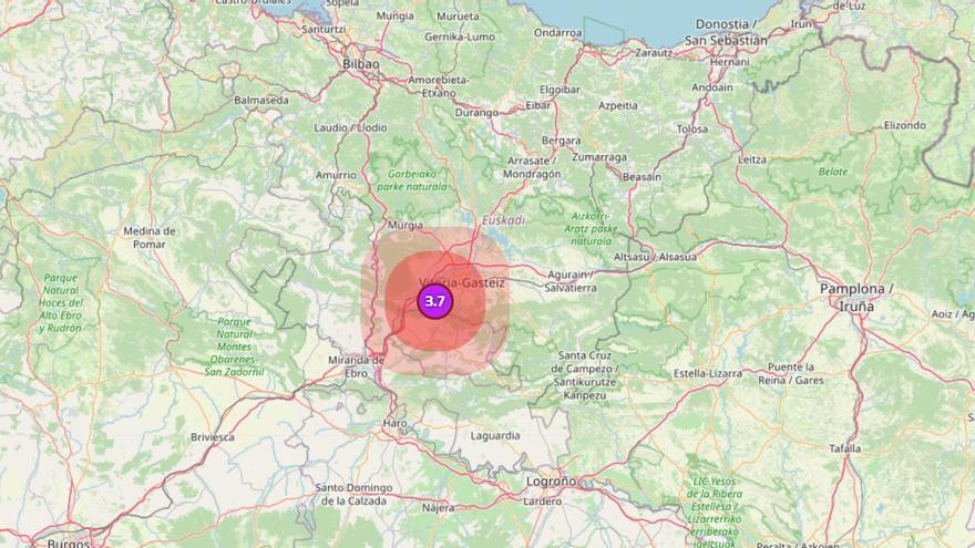 Álava tiembla por un seísmo con epicentro en Iruña de Oka