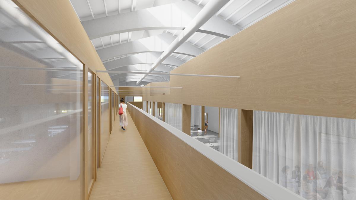 Simulación orientativa del interior de la futura sede del Building &amp; Architecture Institute (BAI)
