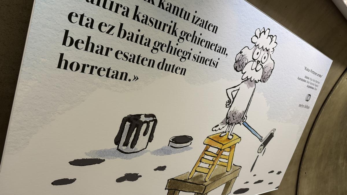 Un detalle de uno de los paneles de gran formato que componen esta exposición que en octubre de 2024 estuvo en las estaciones de metro.