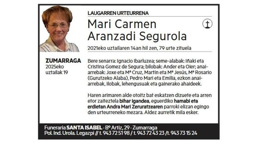 MARI CARMEN ARANZADI SEGUROLA