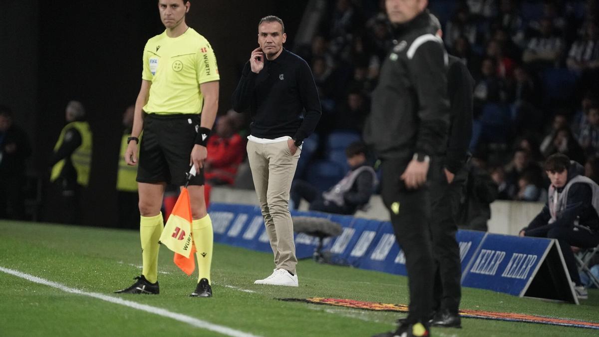 Sergio Francisco, durante el derbi del sábado en Anoeta.