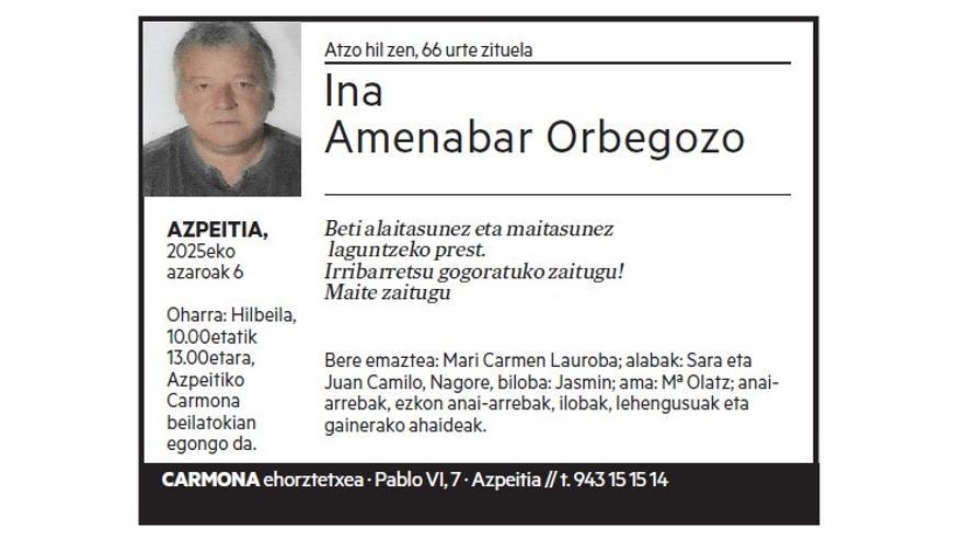 INA AMENABAR ORBEGOZO