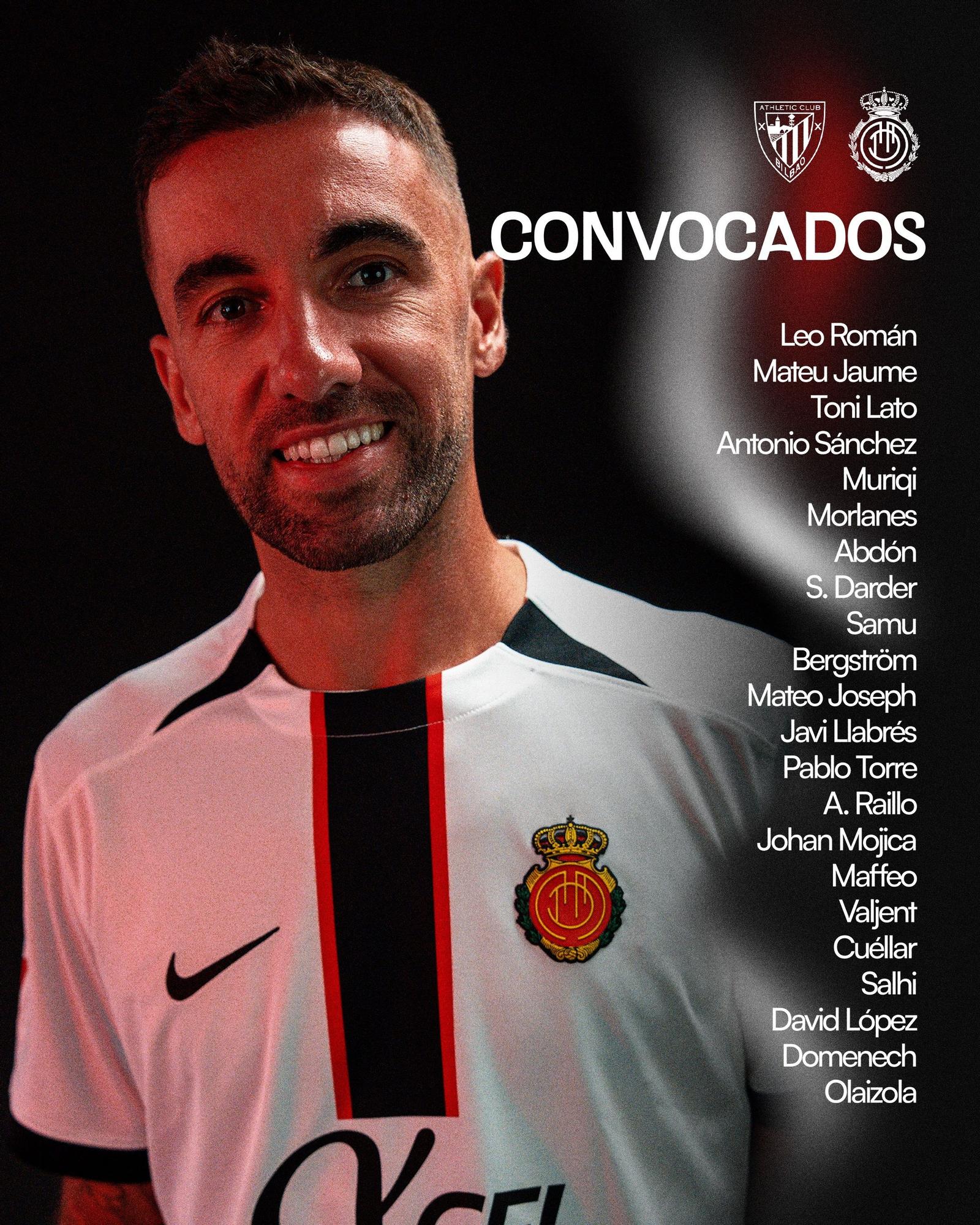 Convocatoria del Mallorca ante el Athletic