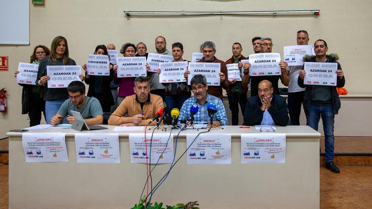 Rueda de prensa de los cuatro sindicatos del transporte de mercancías por carretera y logística.