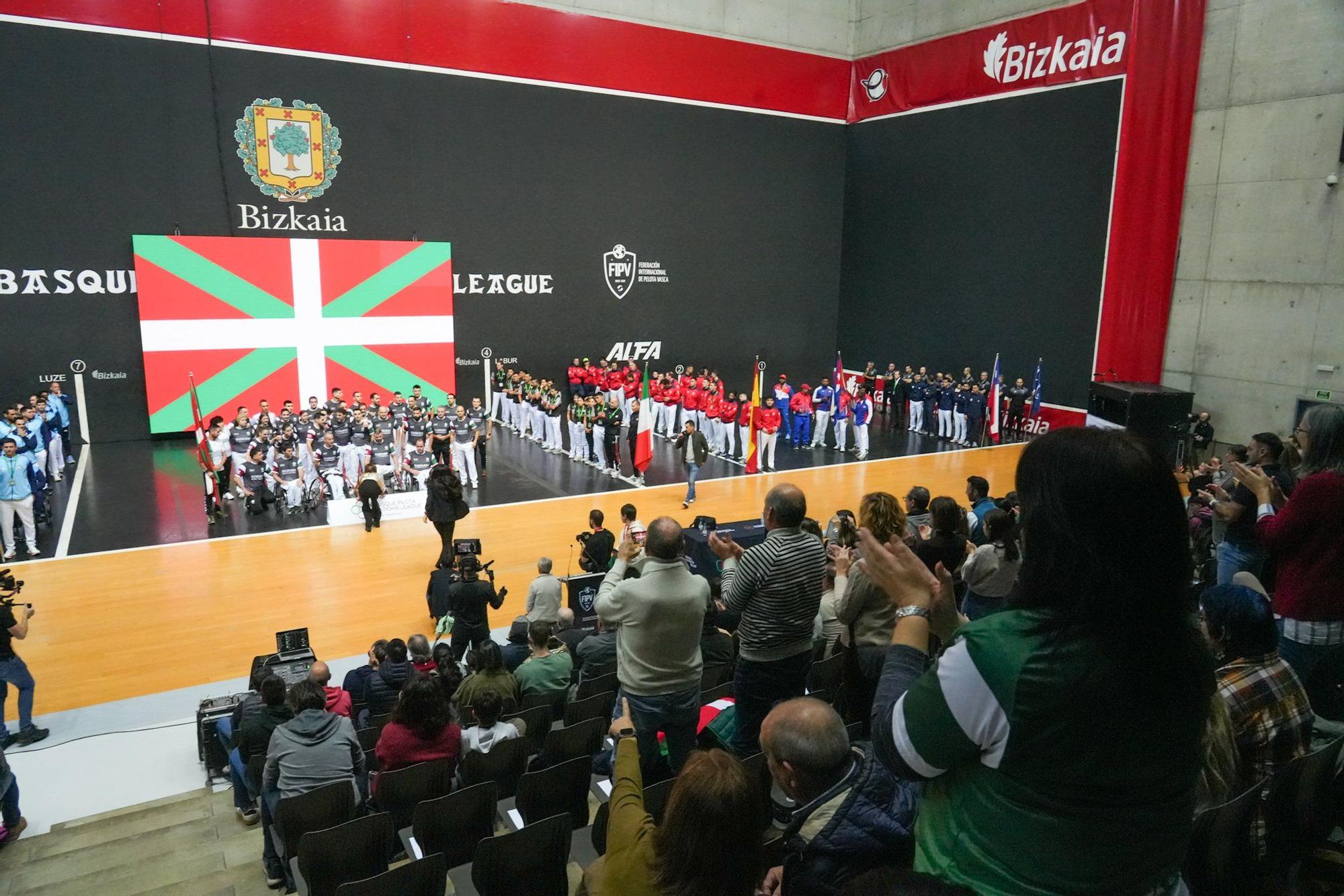 Inauguración de la Liga de Naciones de 36 metros en el frontón Bizkaia
